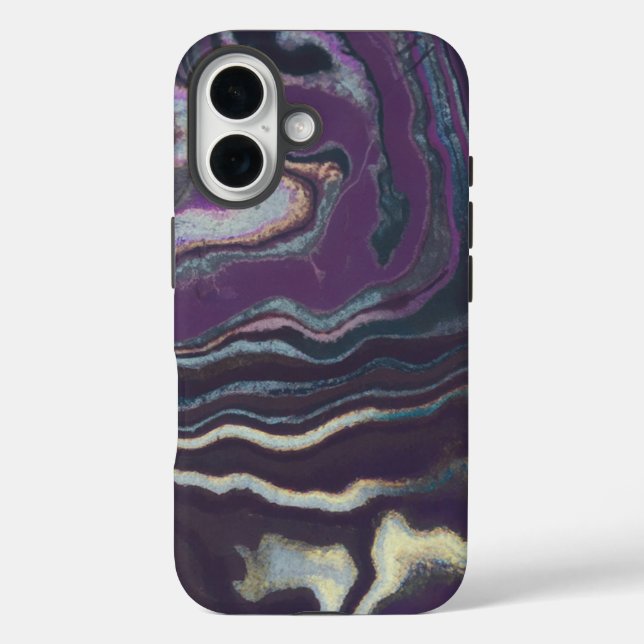 Luxe Holographic Iridescent Marble Wirbel iPhone 16 Hülle (Rückseite)