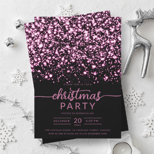 Luxe Hot Pink Winter Shiny Stars Company Xmas Einladung