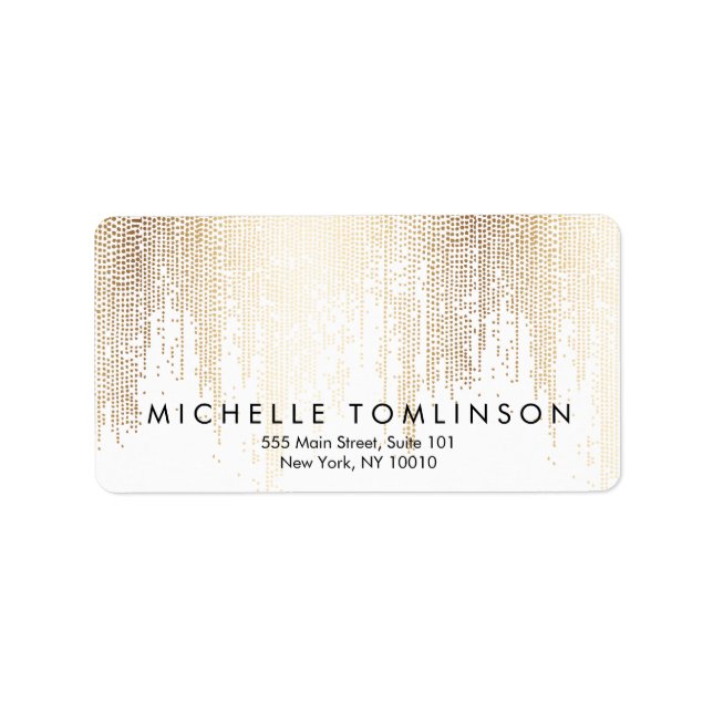 Luxe Imitate Gold Confetti Regenmuster Adressaufkleber (Vorne)