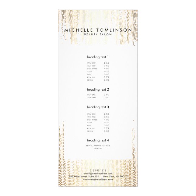 Luxe Imitate Gold Confetti Regenmuster Werbekarte (Vorne)