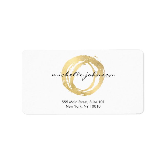 Luxe Imitate Gold lackierte Circle Designer Logo Adressaufkleber (Vorne)