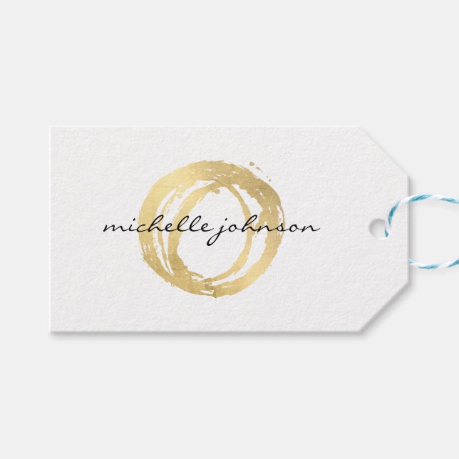 Luxe Imitate Gold lackierte Circle Designer Logo Geschenkanhänger (Vorderseite (Horizontal))