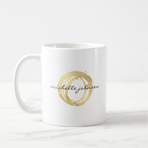 Luxe Imitate Gold lackierte Circle Designer Logo Kaffeetasse