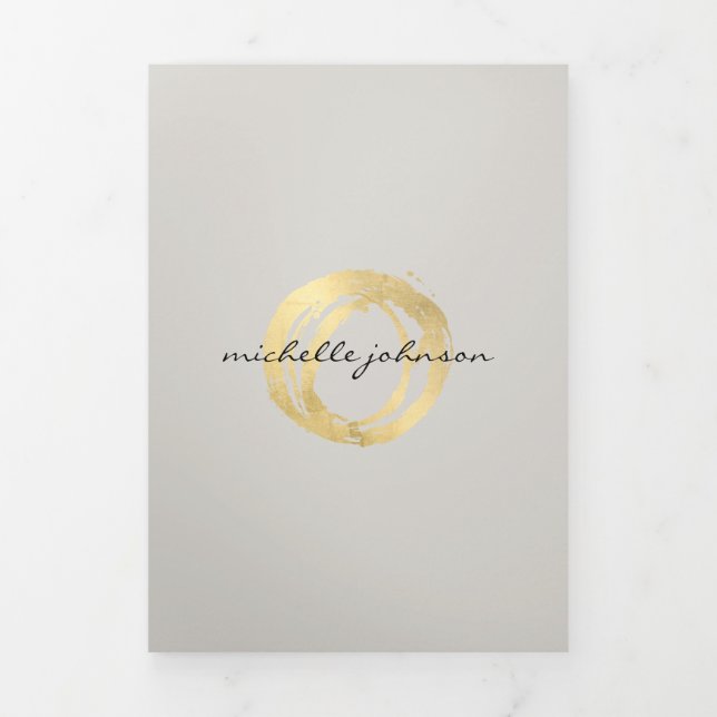 Luxe Imitate Gold Painted Circle Logo auf Tan Bros Dreifach Gefaltete Karte (Cover)