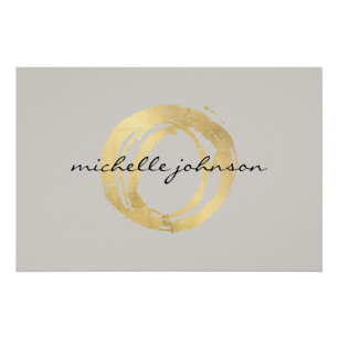 Luxe Imitate Gold Painted Circle on Tan Logo Downl Poster