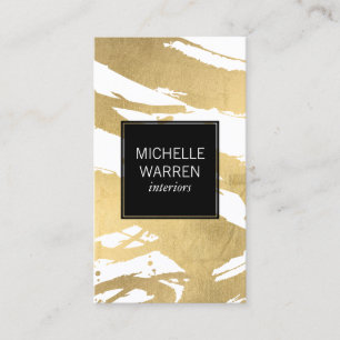 Luxe Imitate Gold Pinselstriche Designer Visitenkarte