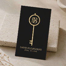 Luxe Imitate Gold Skeleton Key Monogram Realtor