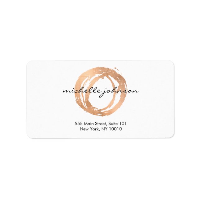 Luxe Imitate Rose Gold Painted Circle Designer Log Adressaufkleber (Vorne)
