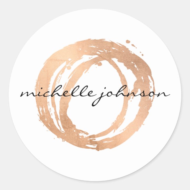 Luxe Imitate Rose Gold Painted Circle Designer Log Runder Aufkleber (Vorderseite)