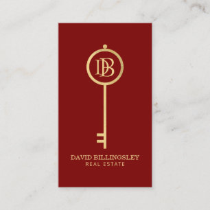 Luxe Imitats Gold Skeleton Key Monogram Realtor Re Visitenkarte