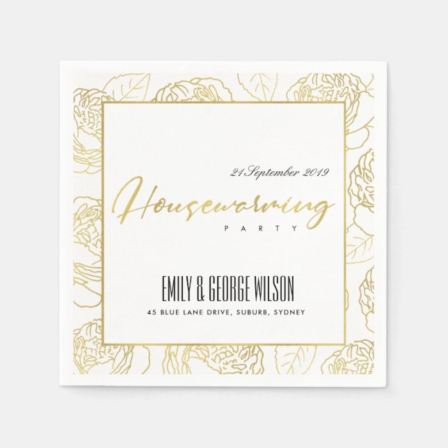 LUXE IMITATS GOLD WEISSE ROSE BLUMENHAUS SERVIETTE (Vorderseite)