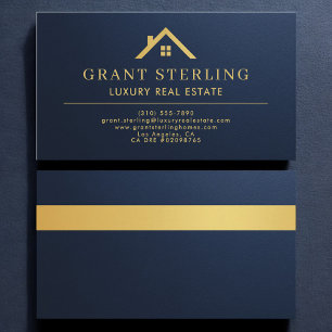 Luxe-Immobilienmakler Navy Blau Gold Visitenkarte