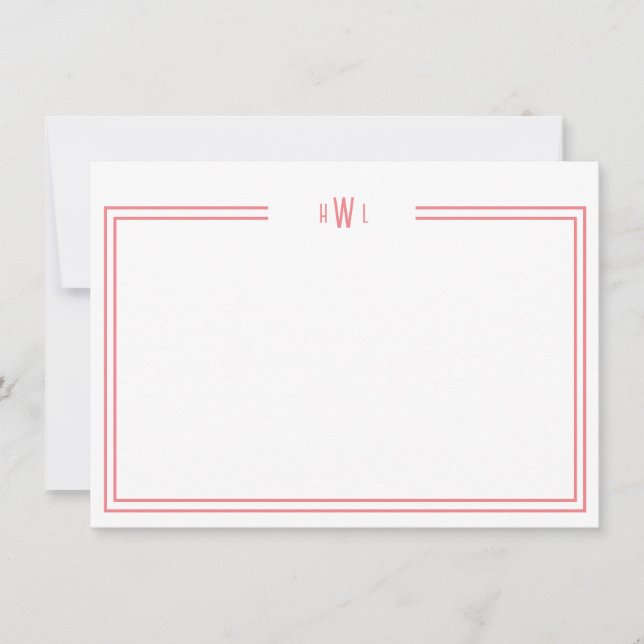 Luxe Initial Personal Stationery Coral Mitteilungskarte (Vorderseite)