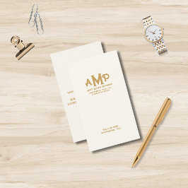 Luxe Ivory Gold 3 Letter Monogram Business Logo Visitenkarte