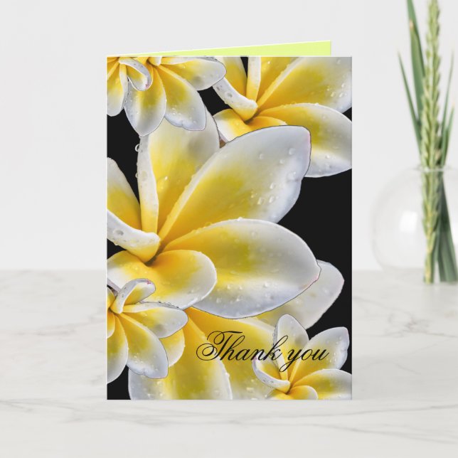 Luxe Jaune Plumeria romantique Carte de remercieme (Devant)