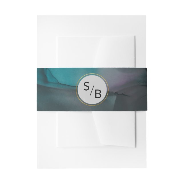 Luxe Jewel Tone Marble Tinte Wash mit Monogrammen Einladungsbanderole (Vorderseite Beispiel)