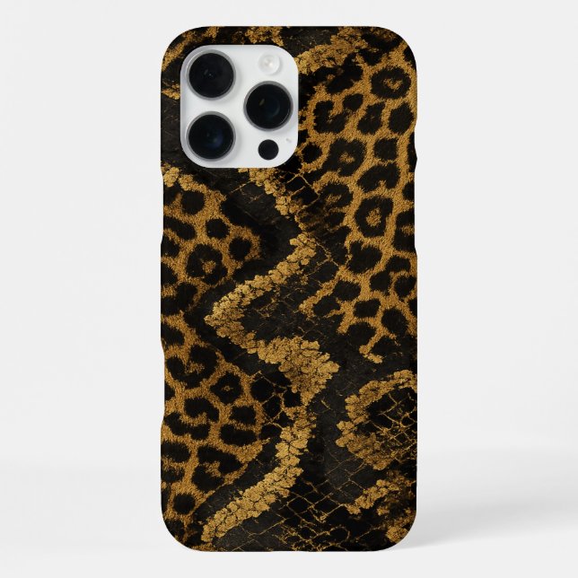 Luxe Leopard-Python Fusion Print iPhone 16 Pro Max Hülle (Rückseite)