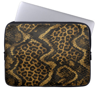 Luxe Leopard-Python Fusion Print Laptopschutzhülle