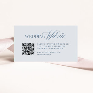 Luxe Light Dusty Blue Hochzeitswebsite QR Code Begleitkarte