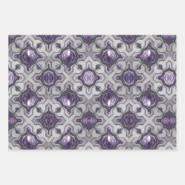 Luxe Lila Edelsteine Silver Wrapping Paper Set Geschenkpapier Set