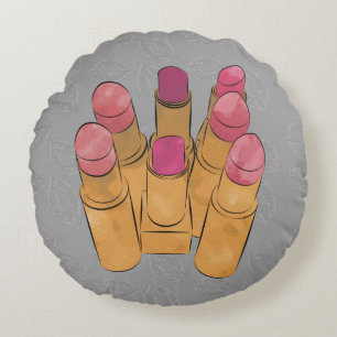 Luxe Lipstick Kiss Gray Rundwurfkissen Rundes Kissen