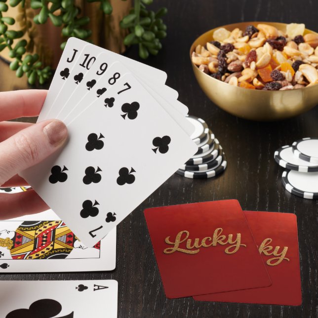 Luxe Lucky Script Red Gold Card Deck Spielkarten (In Situ)