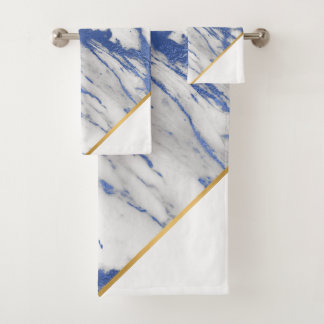 LUXE MARBLE BLUE GOLD BATH TOWEL SET
