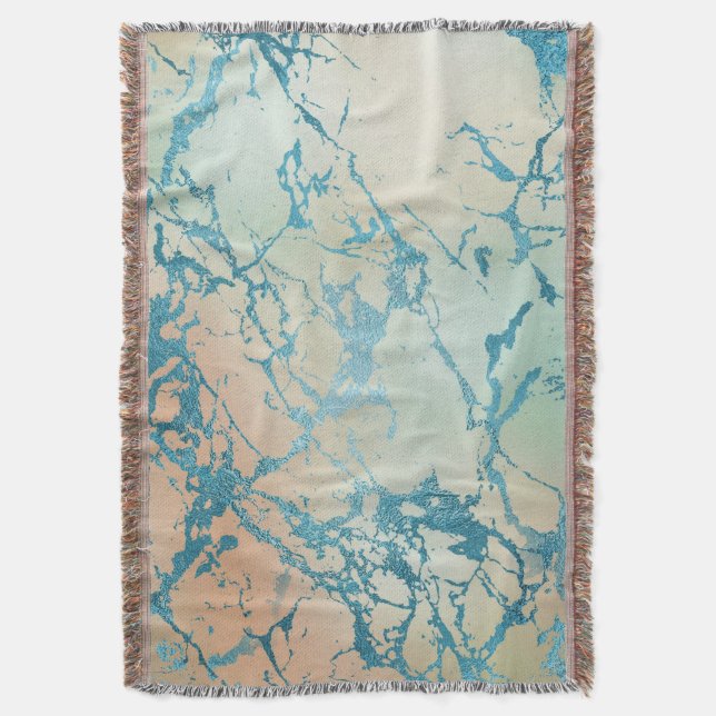 Luxe Marble | Schöne Gelb-und Korallenvene Aquamar Decke (Vorderseite Vertikal)
