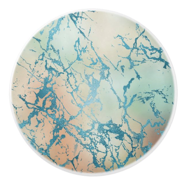 Luxe Marble | Schöne Gelb-und Korallenvene Aquamar Keramikknauf (Vorderseite)