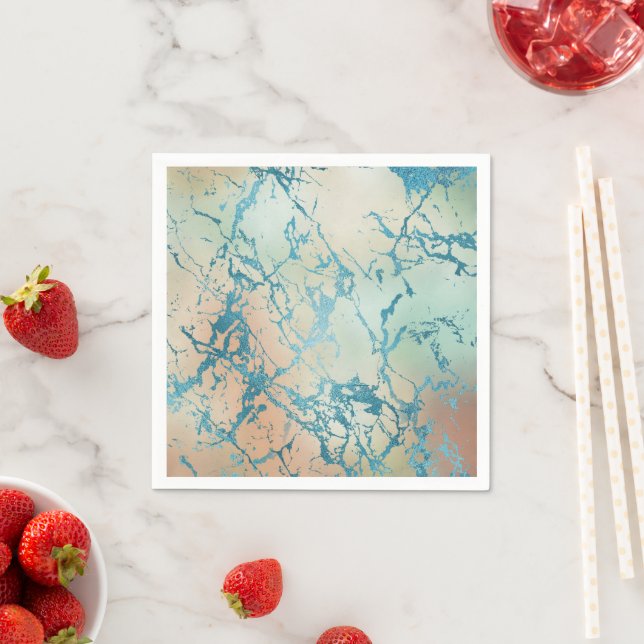 Luxe Marble | Schöne Gelb-und Korallenvene Aquamar Serviette (Beispiel)