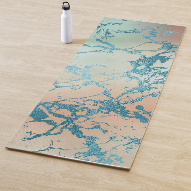 Luxe Marble | Schöne Gelb-und Korallenvene Aquamar Yogamatte (Beispiel)