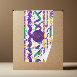 Luxe Mardi Gras Purple Gold Green Stripes Confetti Handtuch
