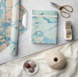 Luxe Marmor   Schön gelbe und korallen türkise Ade Geschenkpapier