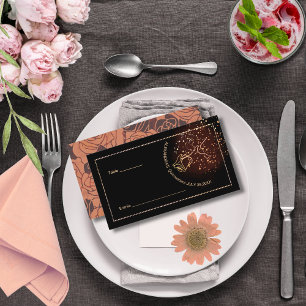 Luxe Metallic Kupfer Quinceañera Elegante Rose Platzkarte