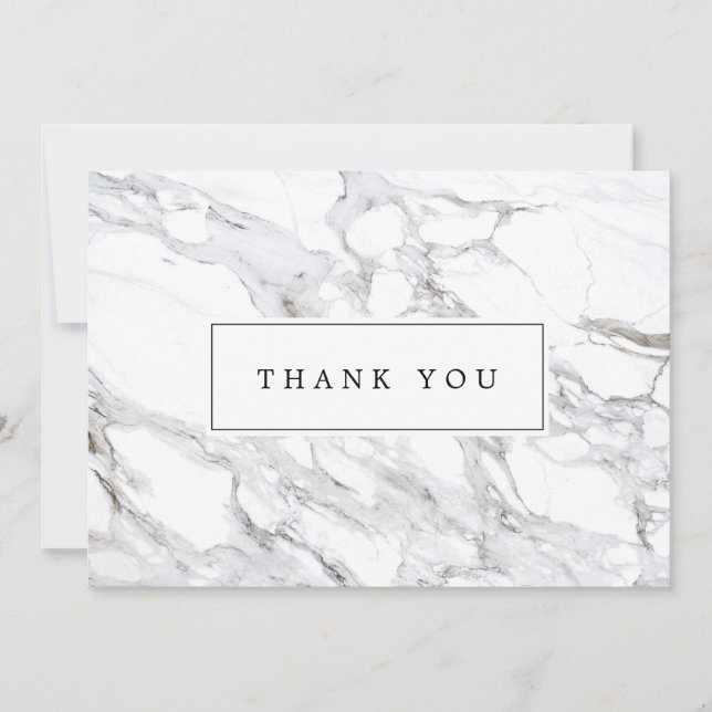 Luxe Minimalistisch weißes Marmor Vielen Dank Mitteilungskarte (Vorderseite)
