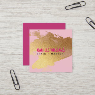 LUXE MINIMALISTISCHE Glam Imitate Goldfolie pink Quadratische Visitenkarte