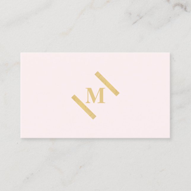 Luxe Minimalistische Monogram Gold/Pink Visitenkarte (Vorderseite)