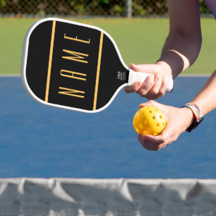 Luxe Moderne Elegante Schwarz Goldenbraune Kantens Pickleball Schläger