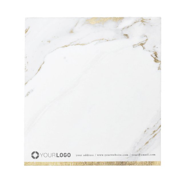 Luxe moderne Goldmarmor personalisiert Stationery Notizblock (Vorderseite)