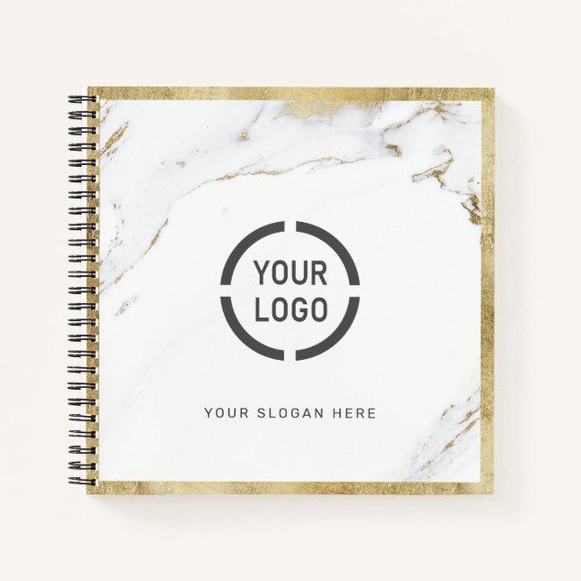 Luxe moderne Imitate Gold Marmor Firmenlogo Notizbuch (Vorderseite)