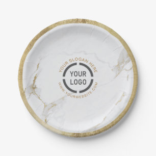 Luxe moderne Imitate Gold Marmor Firmenlogo Pappteller