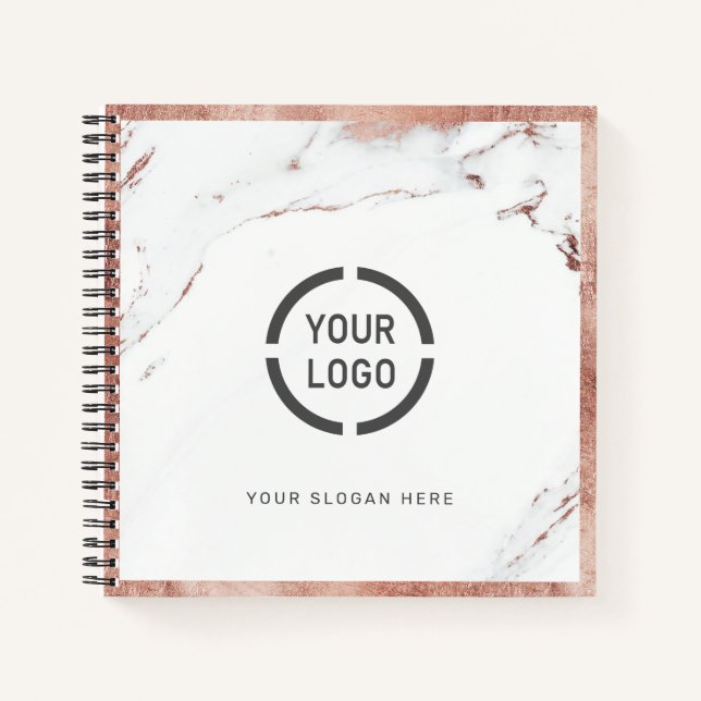 Luxe moderne Imitate Rose Gold Marmor Firmenlogo Notizbuch (Vorderseite)