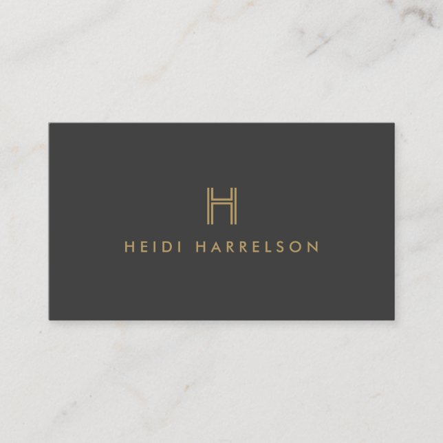 LUXE MODERNES GOLD and GRAU INITIAL MONOGRAM LOGO Visitenkarte (Vorderseite)