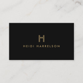 LUXE MODERNES SCHWARZ- UND GOLDMODERNES MONOGRAM-L VISITENKARTE
