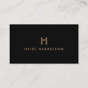 LUXE MODERNES SCHWARZ- UND GOLDMODERNES MONOGRAM-L VISITENKARTE