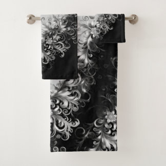 Luxe Monochrome Grey and Black with Silver Badhandtuch Set