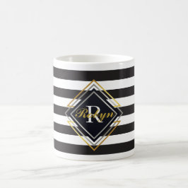 Luxe Monogramm-Streifen Kaffeetasse