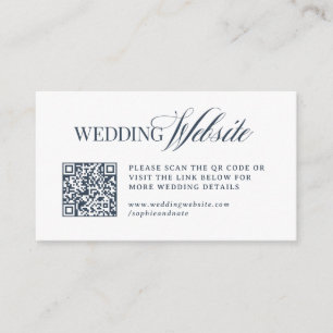 Luxe Navy Blau Hochzeitswebsite QR Code Begleitkarte