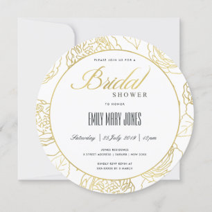 LUXE NAVY GOLD ELEGANT ROSE FLORAL BRAUTPARTY EINLADUNG