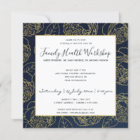 LUXE NAVY GOLD ELEGANT ROSE FLORAL WORKSHOP EVOP